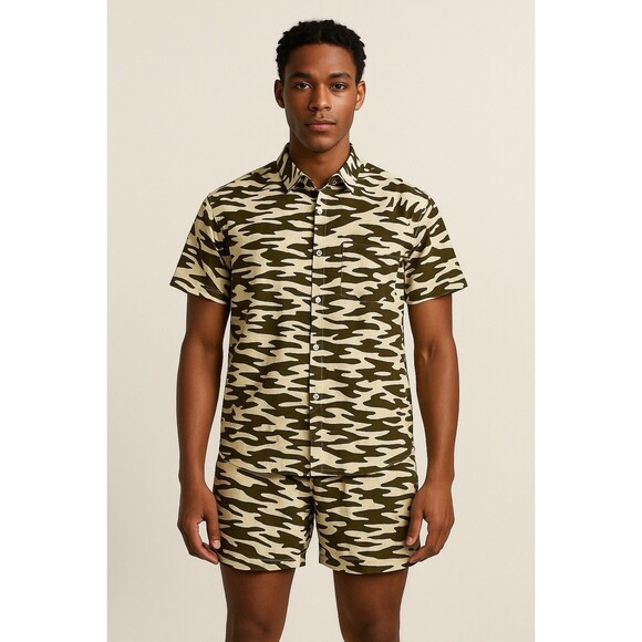 House‎ Of Freakiee Mens Camo Shirt And Shorts Matching Set XXL - Picture 1 of 9